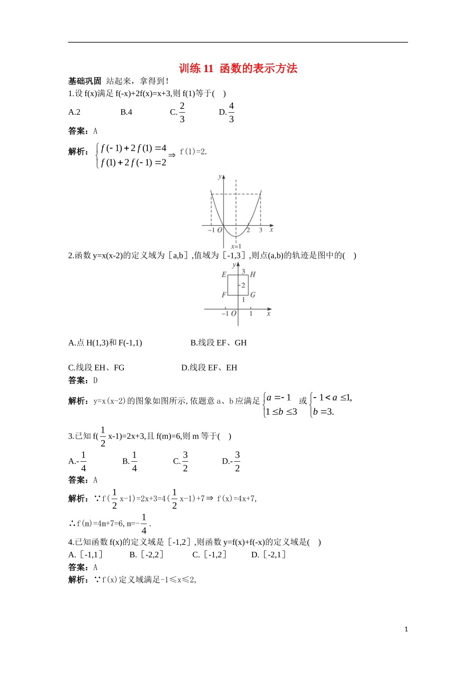 高一数学 训练11 函数的表示方法45分钟过关检测 大纲人教版_第1页