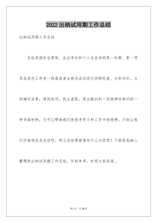 2024出纳试用期工作总结_8