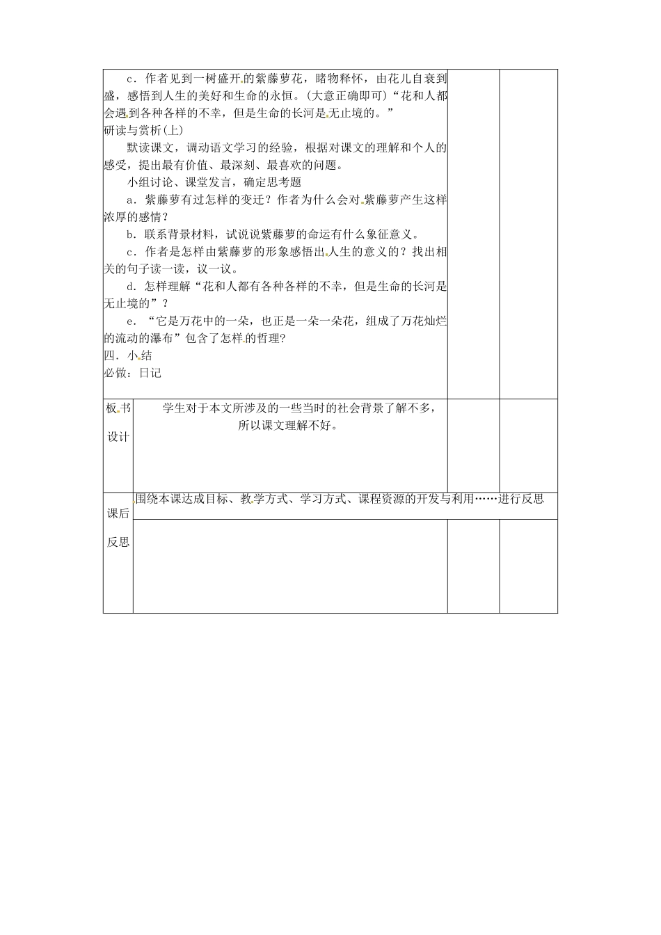 辽宁省大连第76中学七年级语文《紫藤萝瀑布》教学设计1 人教新课标版_第2页