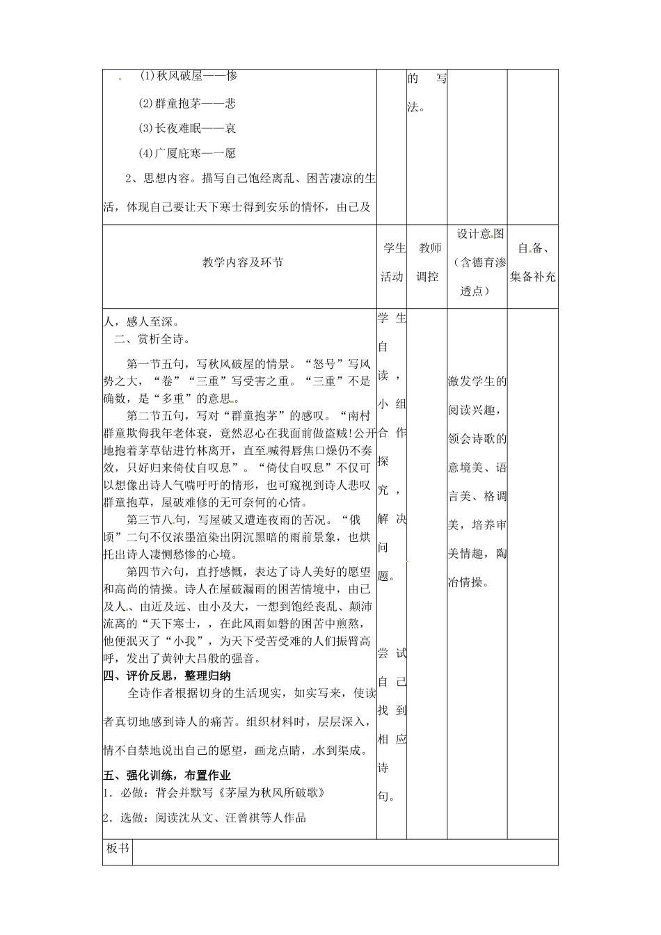 辽宁省大连市第七十六中学八年级语文下册《诗五首》教学设计（2） 新人教版_第2页