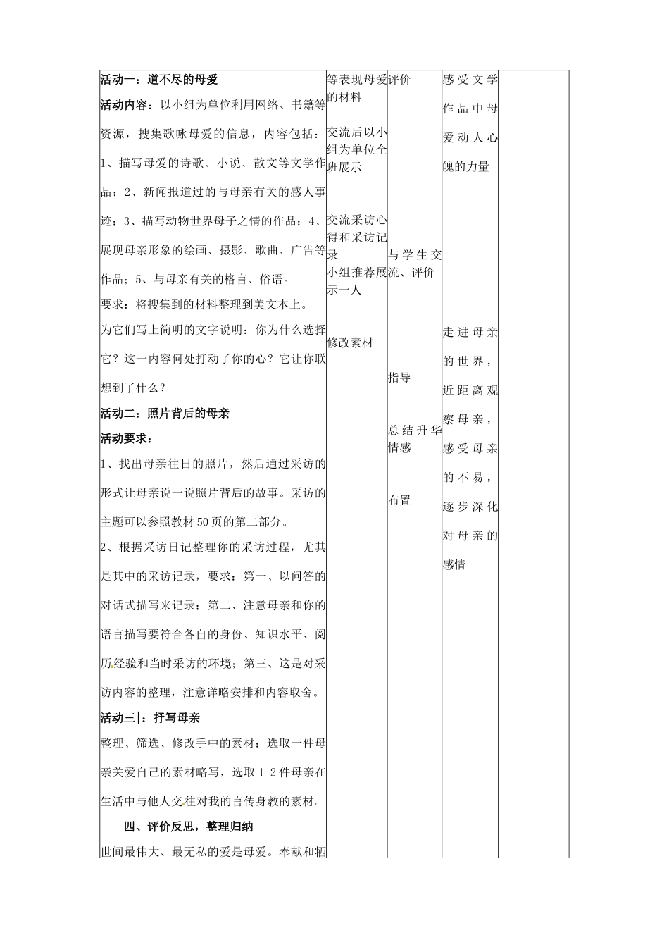 辽宁省大连市第七十六中学八年级语文下册《献给母亲的歌》教学设计 新人教版_第2页