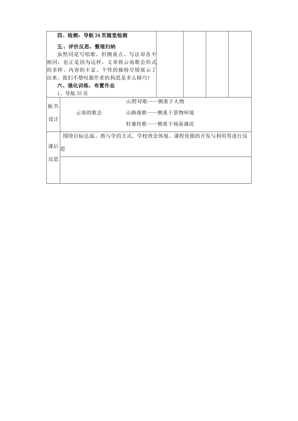 辽宁省大连市第七十六中学八年级语文下册《云南的歌会》教学设计（1） 新人教版_第3页