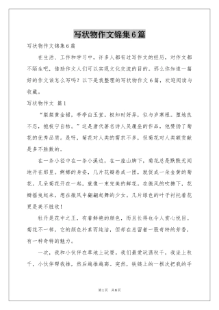 写状物作文锦集6篇