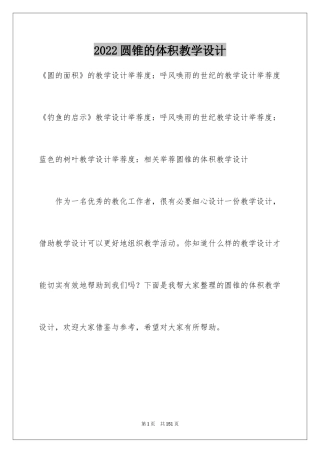 2024圆锥的体积教学设计