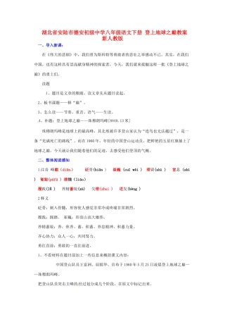 湖北省安陆市德安初级中学八年级语文下册 登上地球之巅教案 新人教版