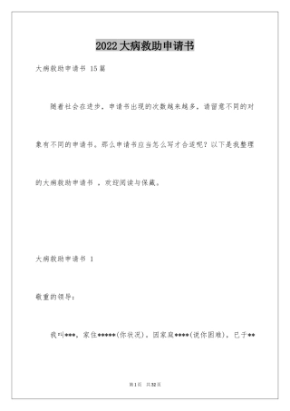 2024大病救助申请书 _2