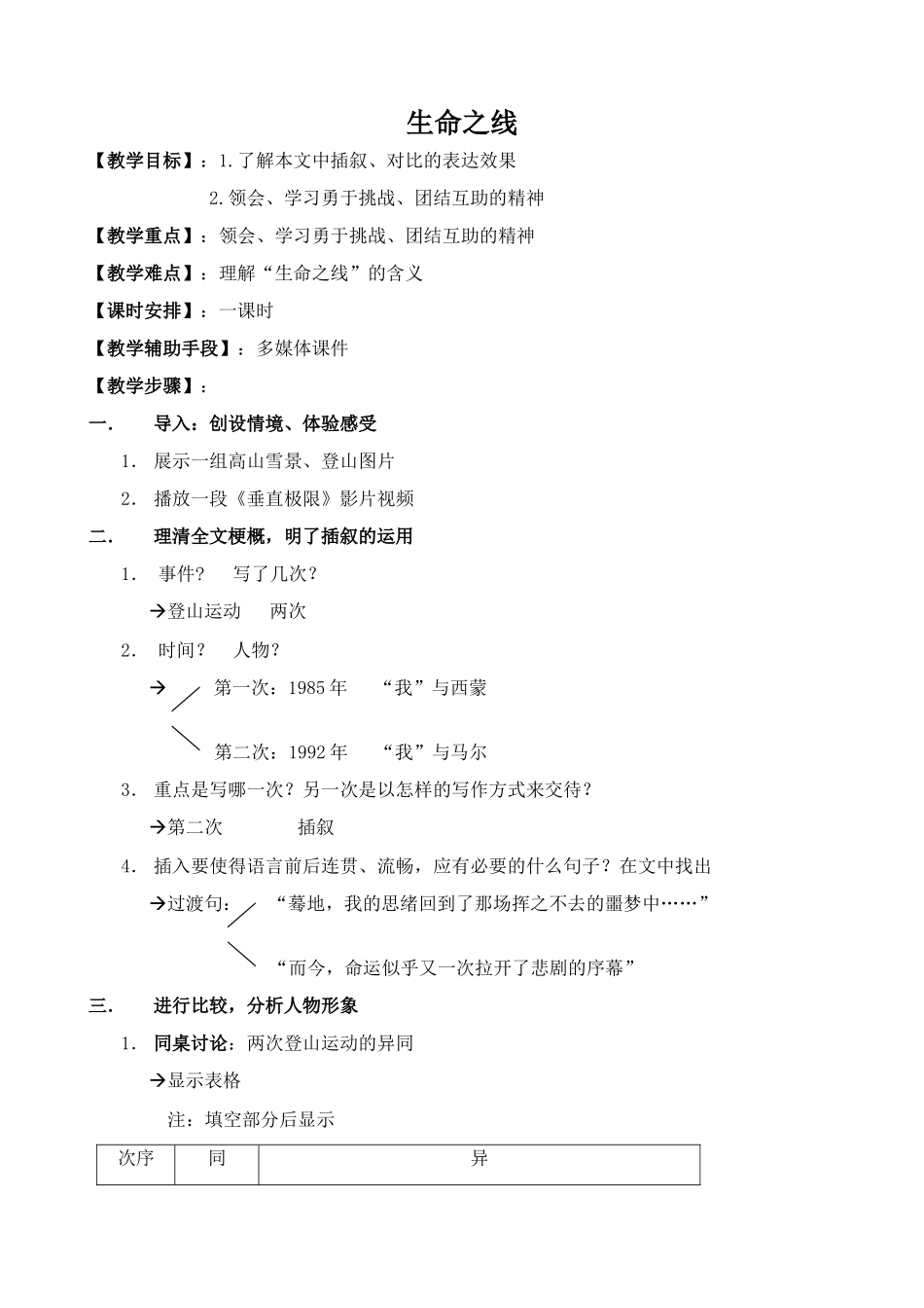 沪教版七年级语文上册生命之线 乔·辛普森_第1页