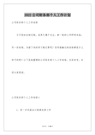 2024公司财务部个人工作计划_2