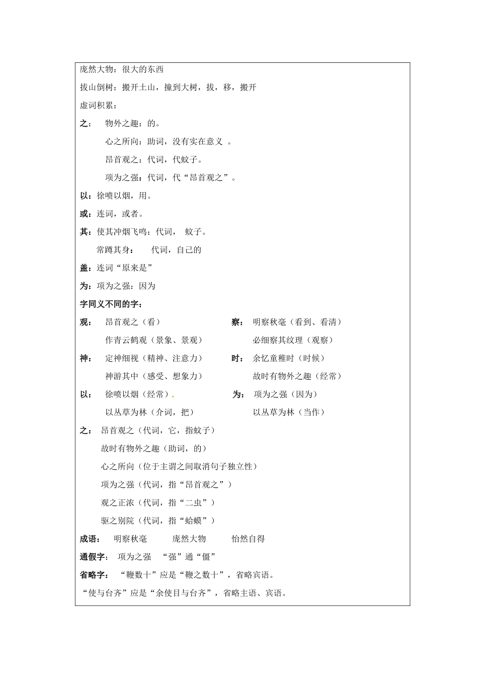 江苏省连云港市云台中学七年级语文上册 第二单元《幼时记趣》教案 苏教版_第3页