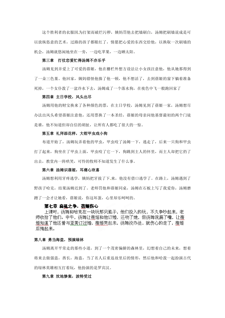 江苏省盐城市阜宁县明达初级中学七年级语文上册 阅读课《汤姆索亚历险记》教案 苏教版_第3页