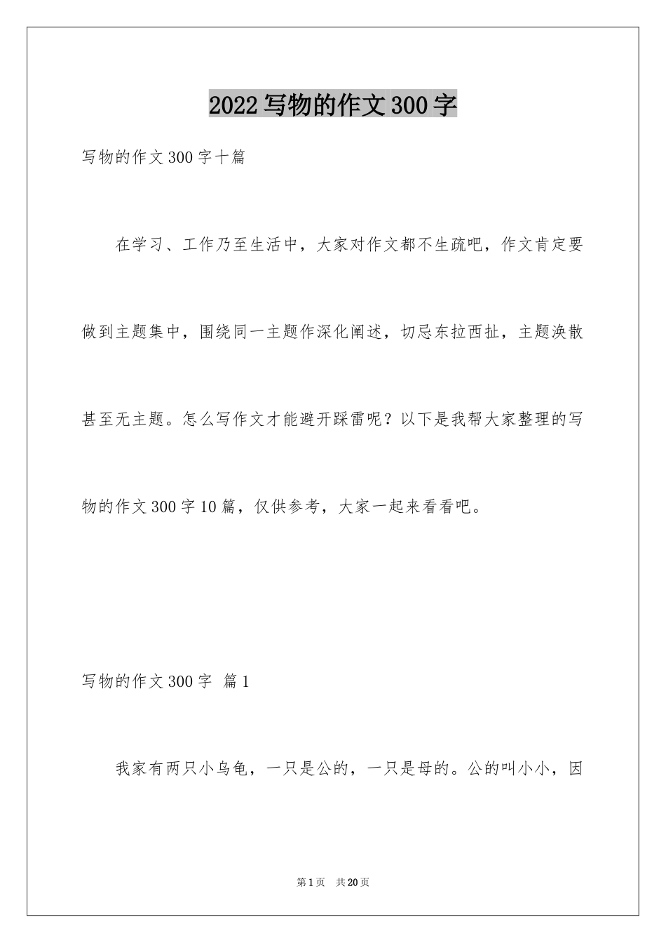 2024写物的作文300字_32_第1页