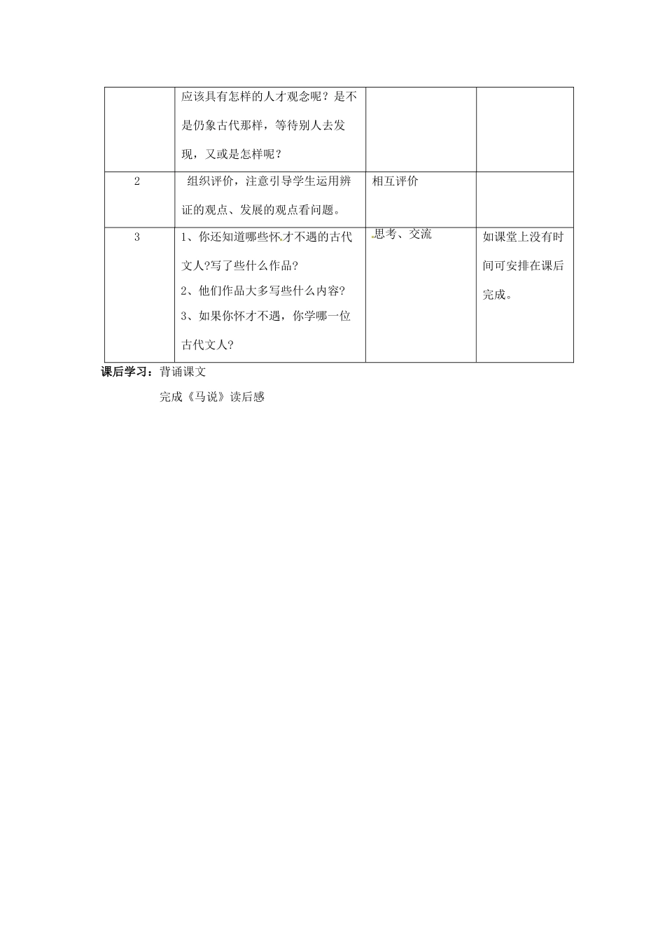 江苏省溧阳市汤桥初级中学八年级语文下册《马说》教学和设计 新人教版_第3页
