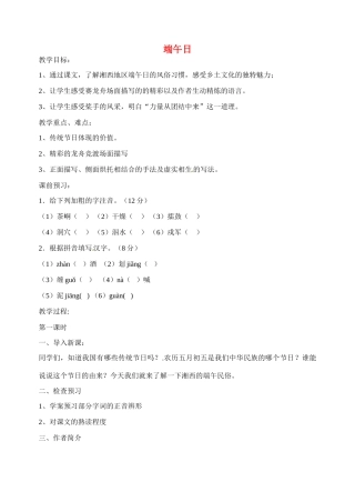 江苏省洪泽外国语中学七年级语文上册 端午日教案 新人教版