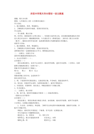 江苏省洋思中学七年级语文 梵天寺木塔教案