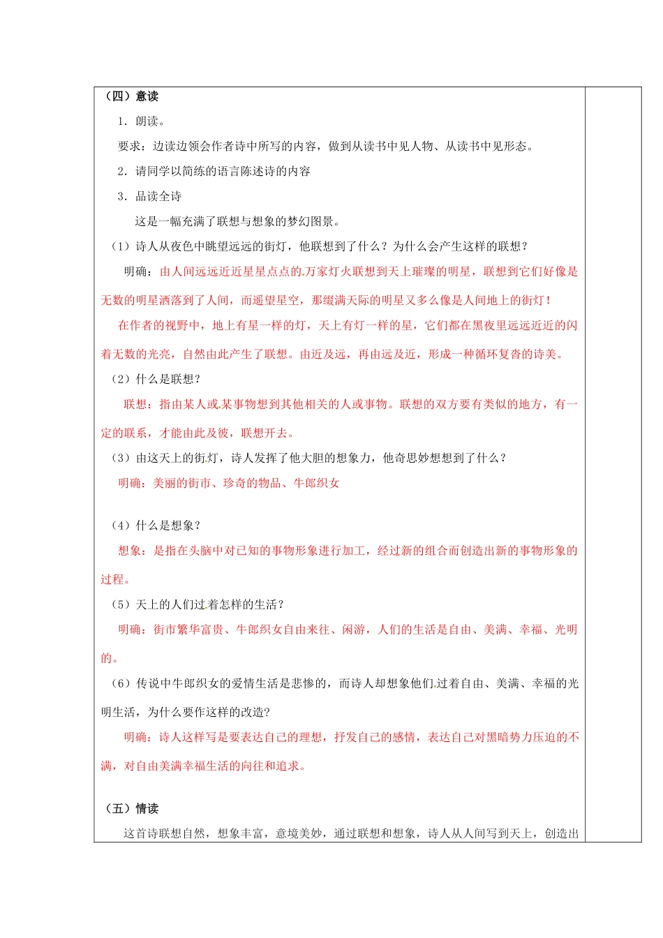 江苏省泰州市永安初级中学七年级语文上册 第六单元 天上的街市教学案 苏教版_第3页