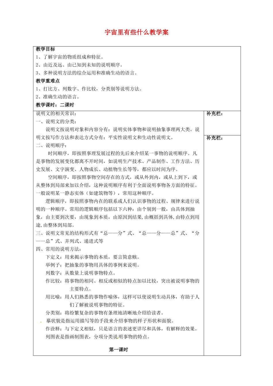 江苏省泰州市永安初级中学七年级语文上册 第五单元 宇宙里有些什么教学案 苏教版_第1页