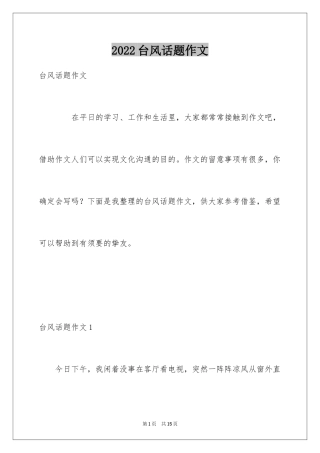 2024台风话题作文