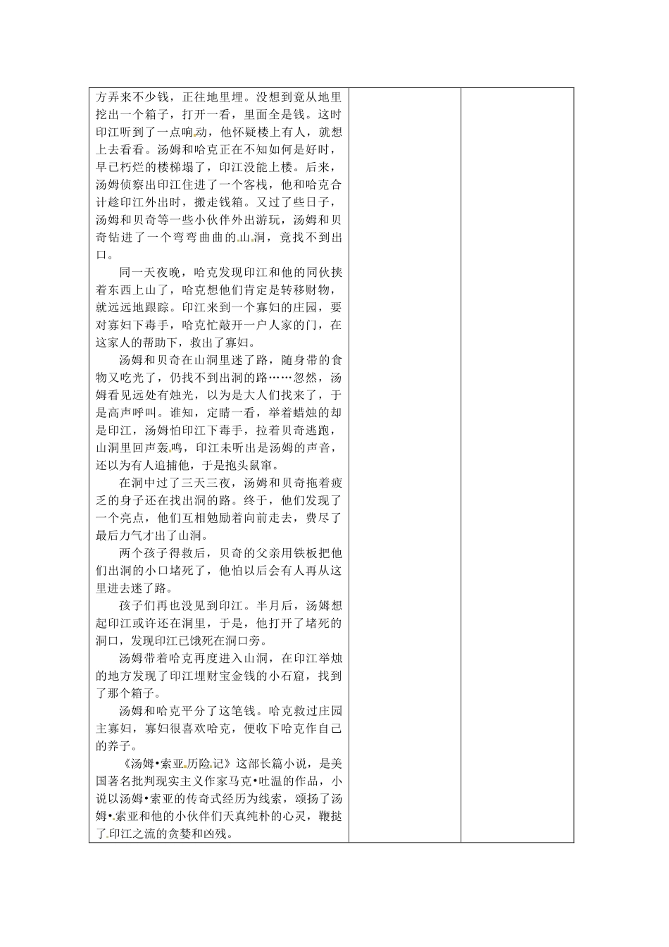 江苏省泗阳县新袁中学七年级语文上册《汤姆索亚历险记》教案3 苏教版_第3页