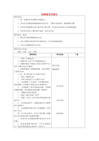 江苏省泗阳县新袁中学七年级语文上册《汤姆索亚历险记》教案2 苏教版