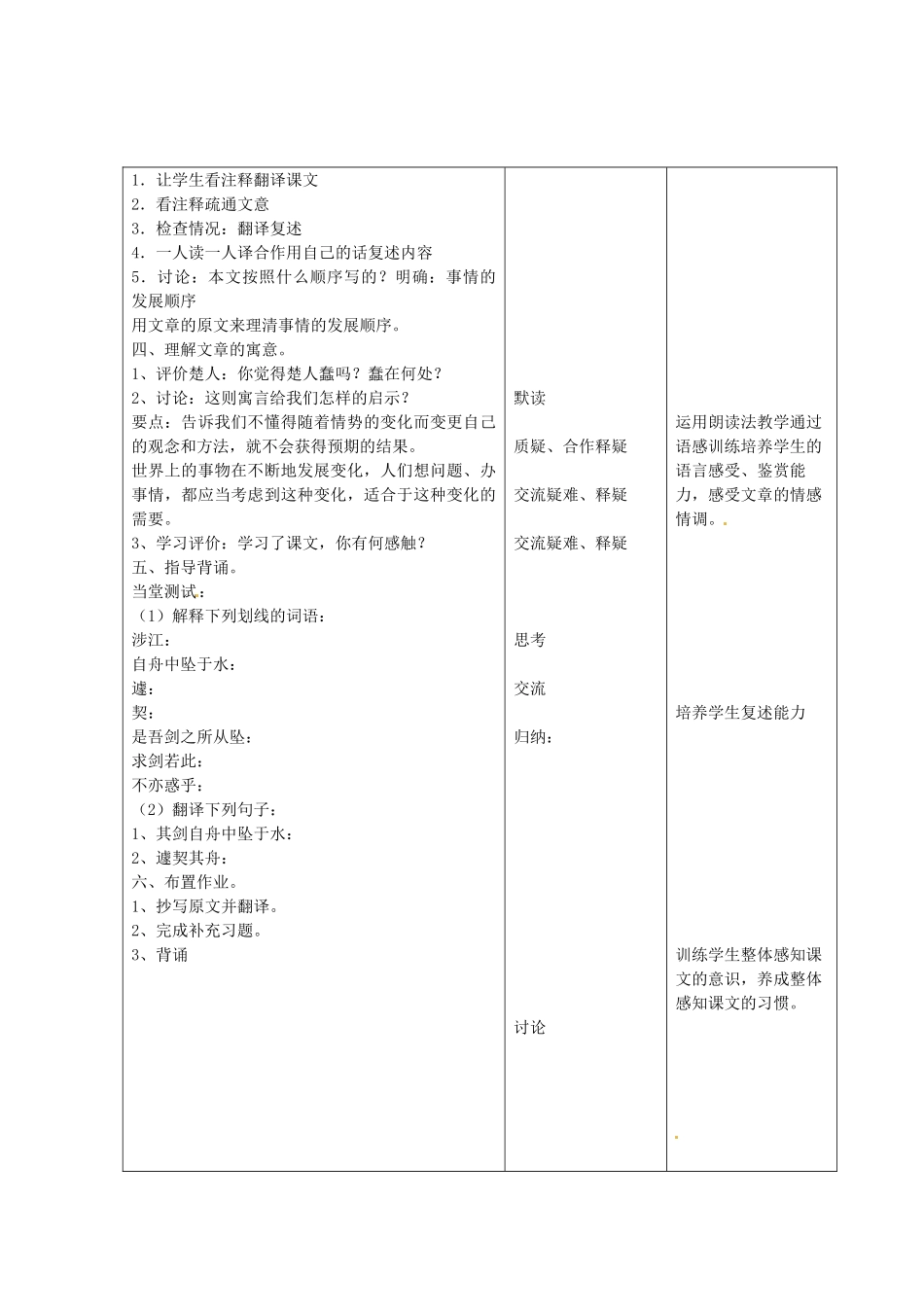 江苏省昆山市锦溪中学七年级语文上册《古代寓言二则》（第2课时）教案 苏教版_第2页