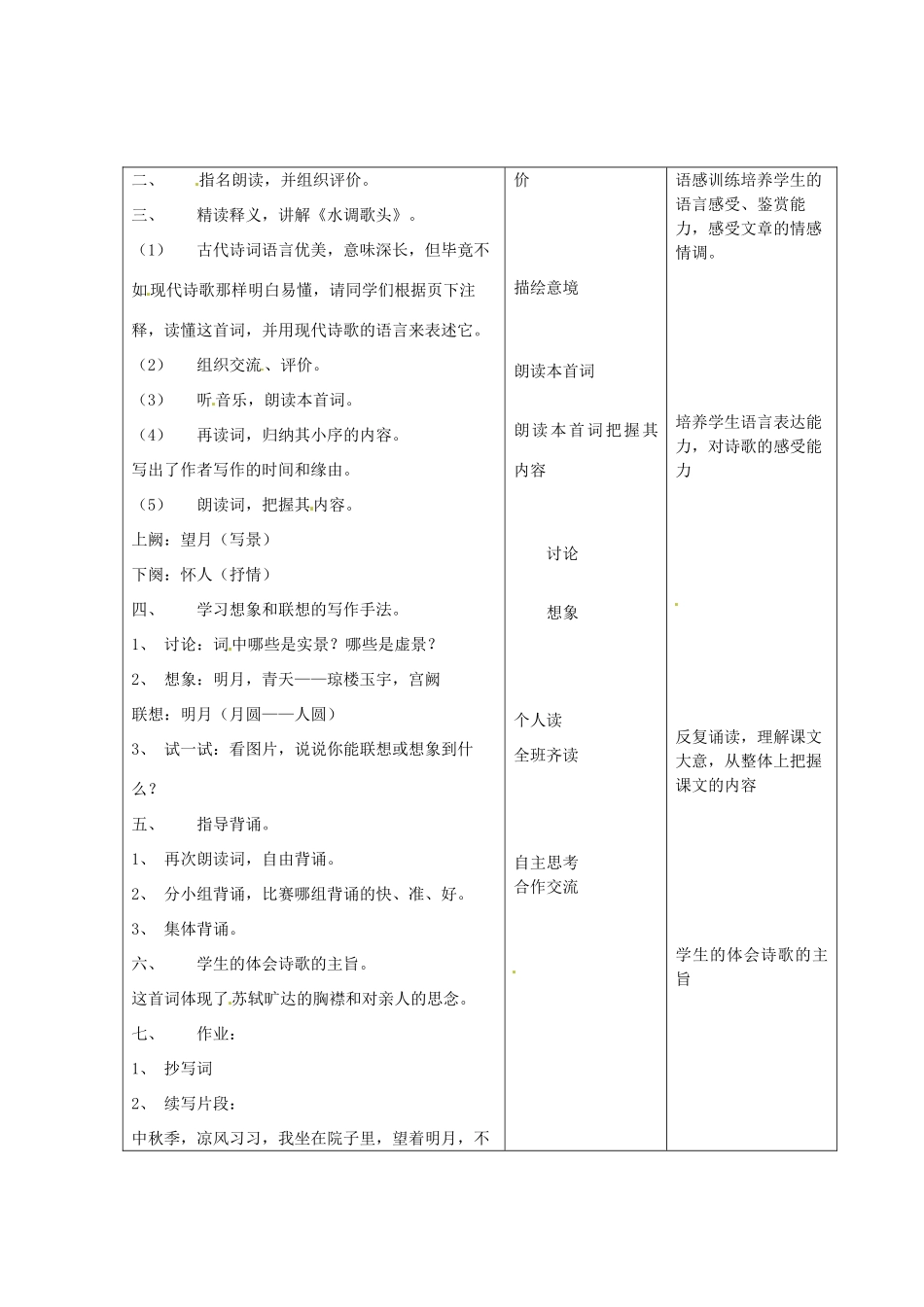 江苏省昆山市锦溪中学七年级语文上册《中秋咏月诗词三首》（第1课时）教案 苏教版_第2页