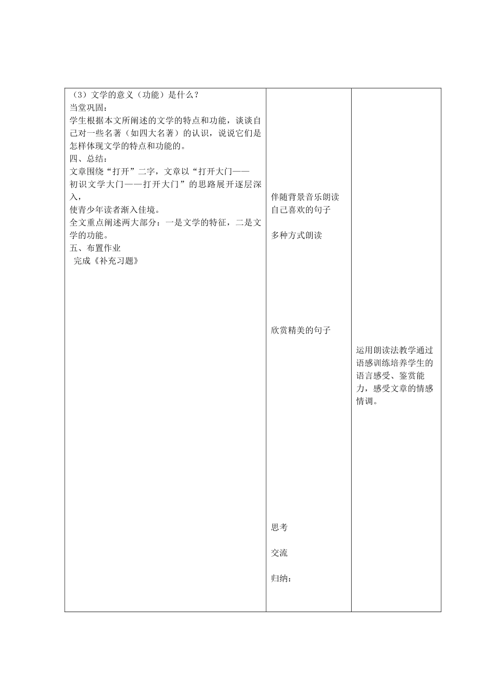 江苏省昆山市锦溪中学七年级语文上册《为你打开一扇门》（第2课时）教案 苏教版_第2页