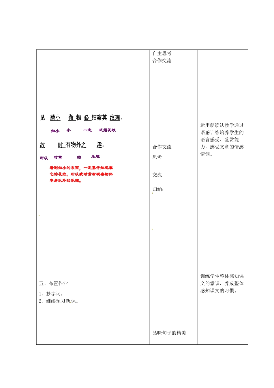 江苏省昆山市锦溪中学七年级语文上册 幼时记趣教案 苏教版_第2页
