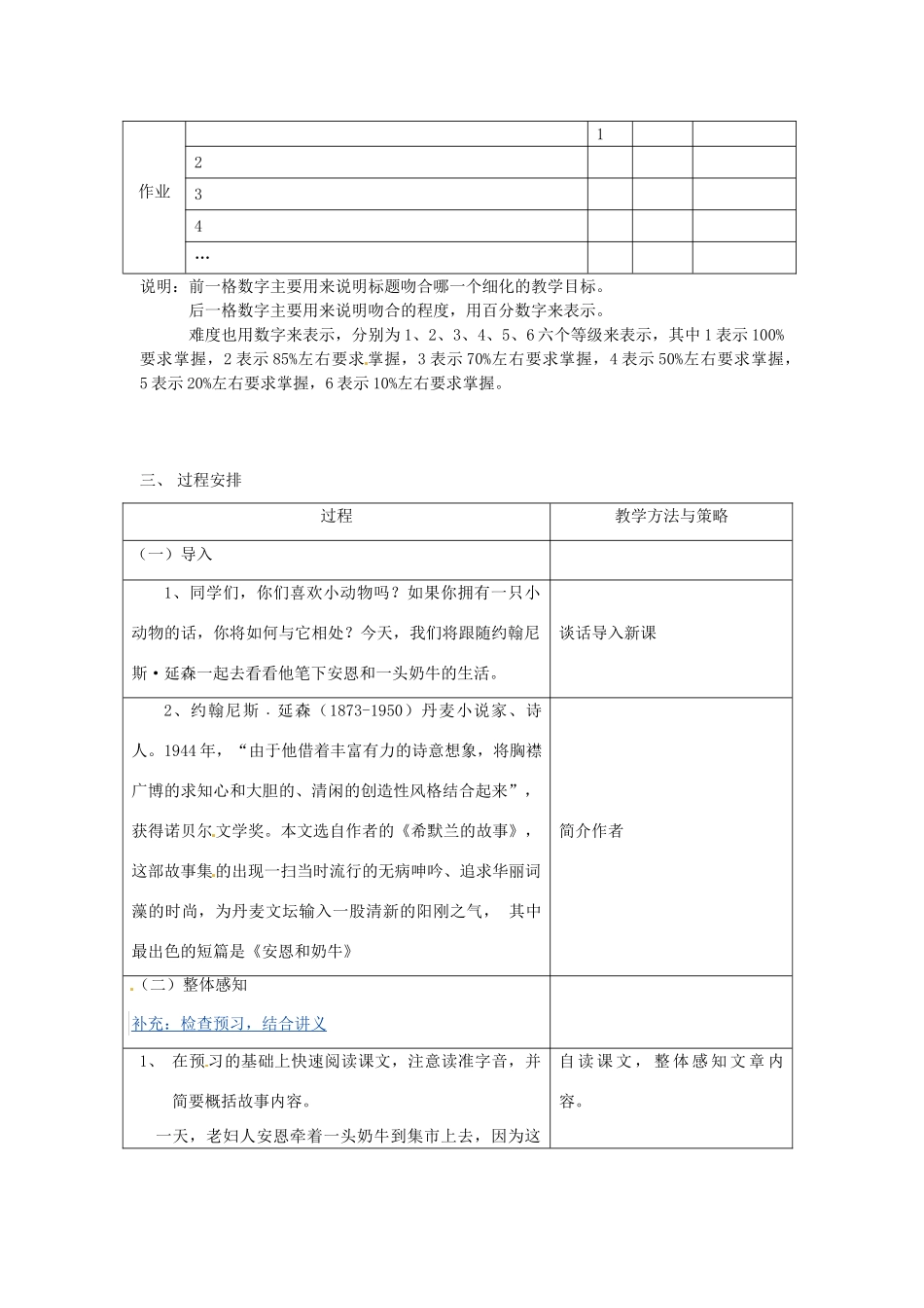 江苏省无锡市滨湖中学七年级语文上册《安恩和奶牛》主备课》教案 新人教版_第2页