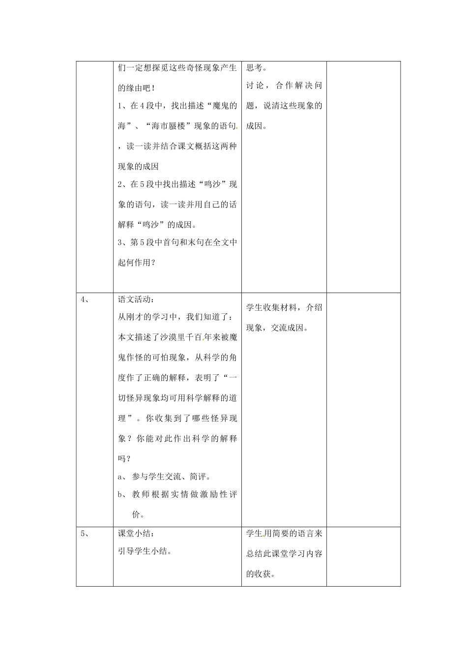 江苏省常州市西夏墅中学八年级语文下册《沙漠里的奇怪现象》教案 苏教版_第2页
