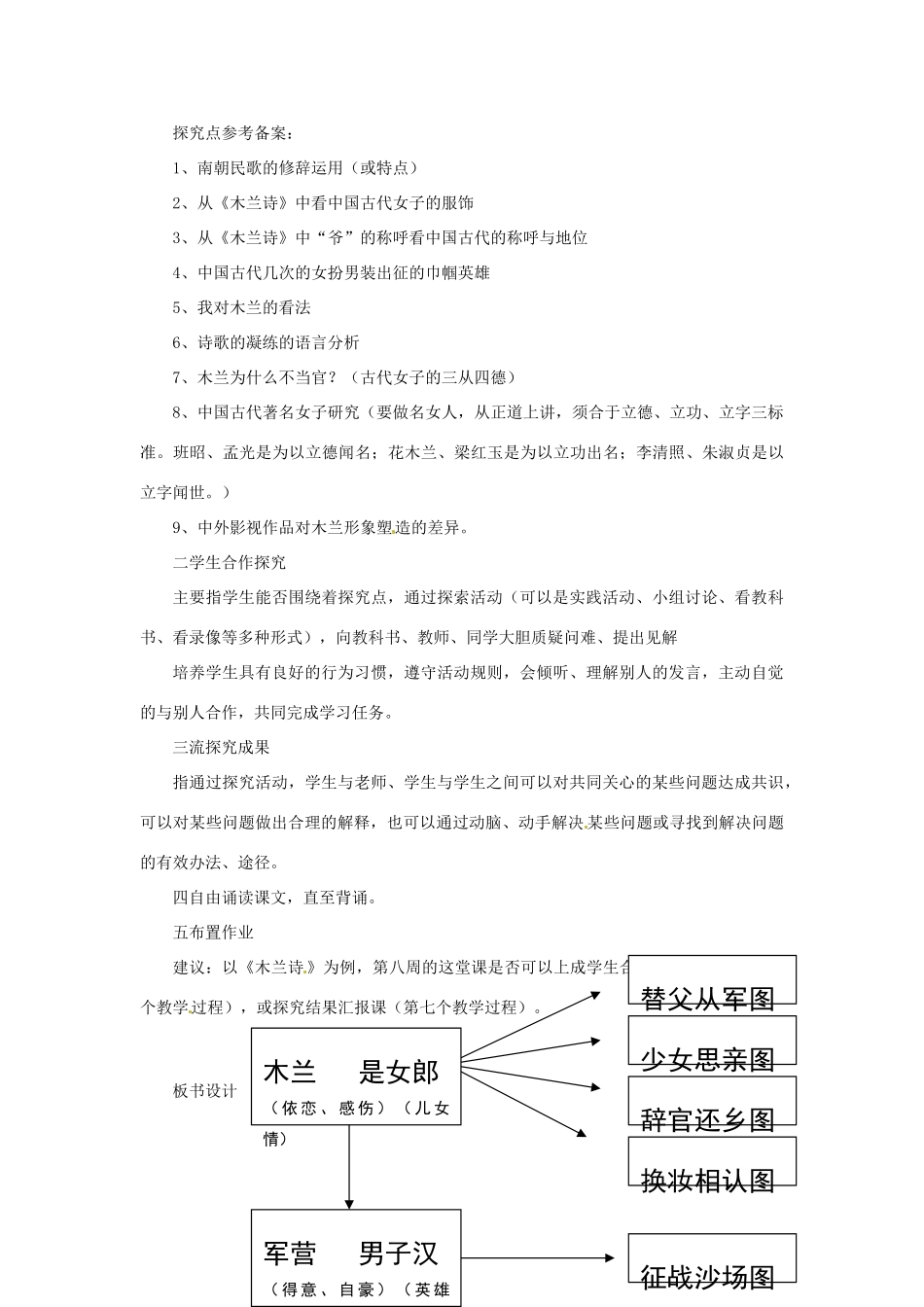江苏省常州市西夏墅中学七年级语文《木兰诗》教案 苏教版_第2页