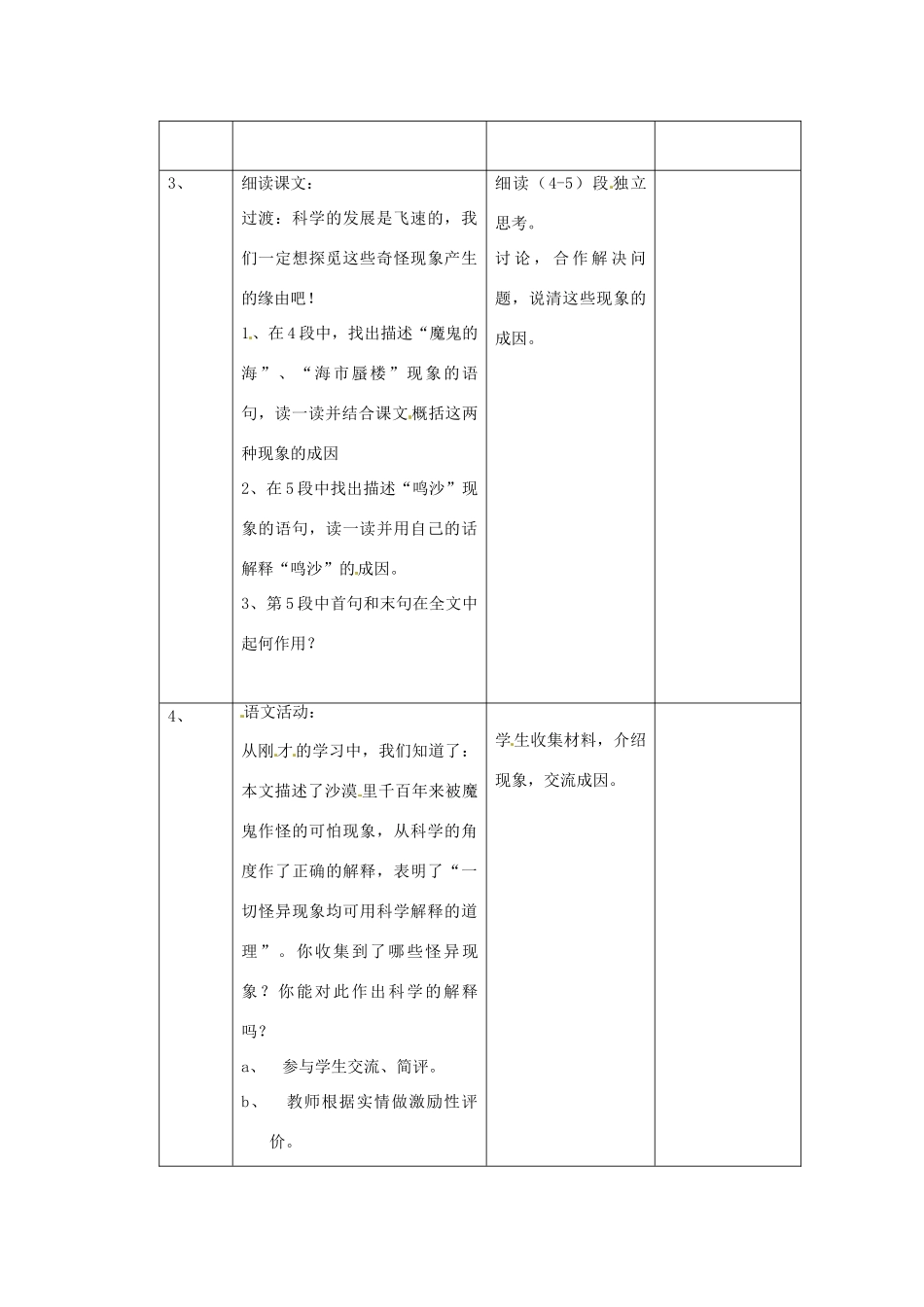 江苏省常州市花园中学八年级语文下册 第三单元 第2课时《沙漠里的奇怪现象》教案（一） 苏教版_第2页