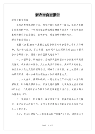 新农合自查报告