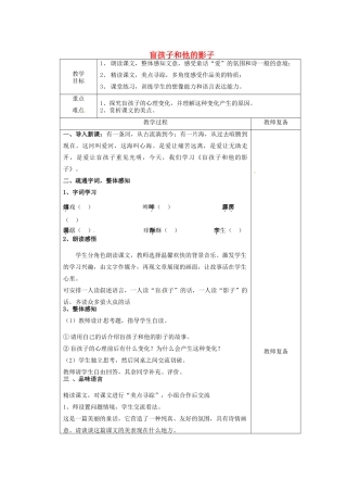 江苏省南京市上元中学七年级语文上册 盲孩子和他的影子教案 新人教版