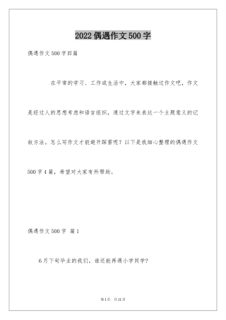 2024偶遇作文500字