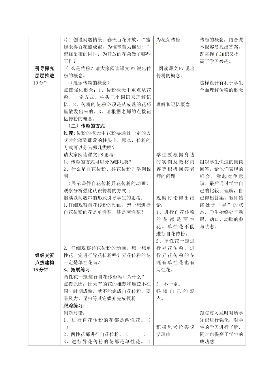 山东省枣庄市峄城区吴林街道中学八年级生物上册 4-1-2 传粉和受精（第一课时）教案 济南版_第2页
