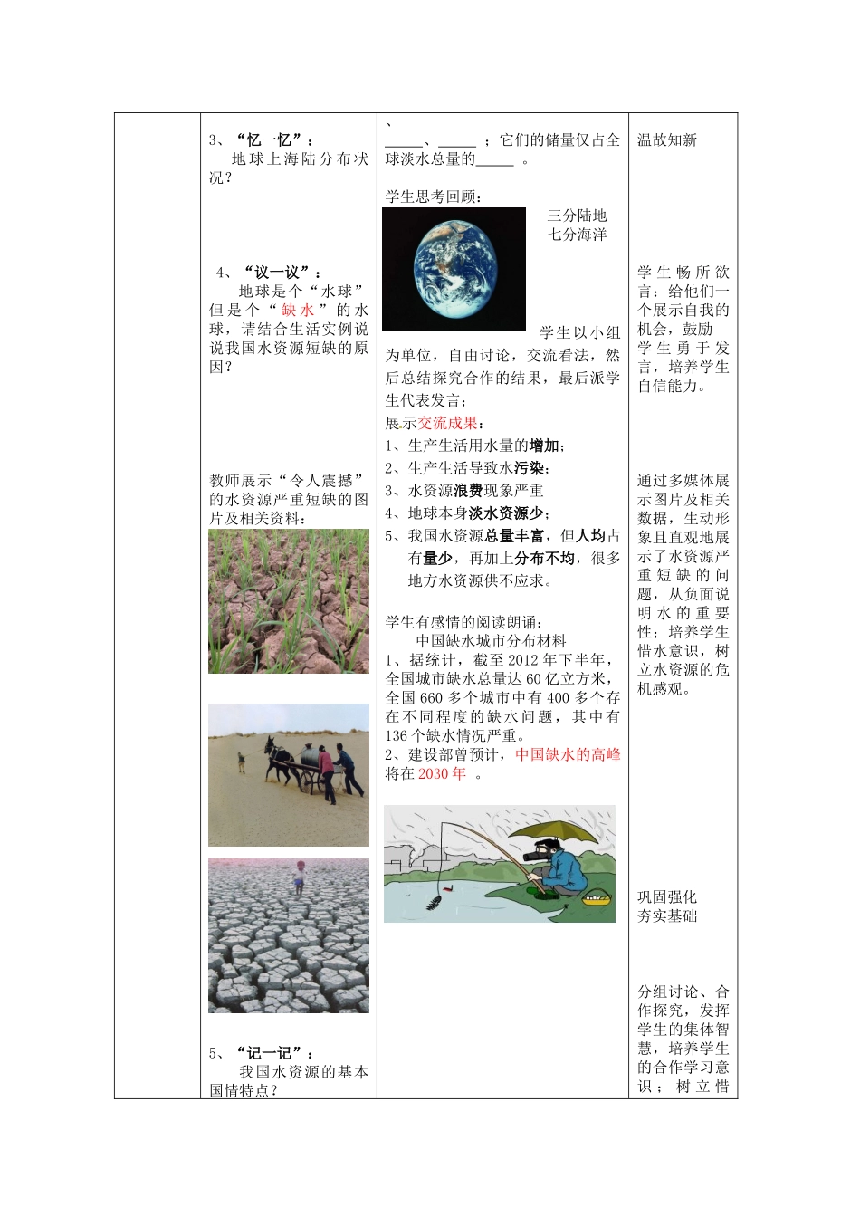 山东省枣庄市峄城区吴林街道中学八年级地理上册 3-3 水资源教案 商务星球版_第2页