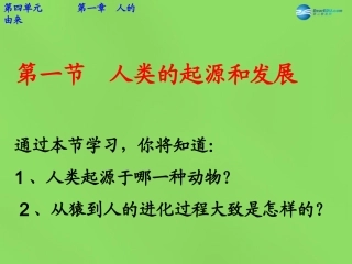 山东省新泰市青云街道第一初级中学七年级生物下册 4.1.1 人类的起源和发展课件 新人教版