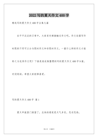 2024写的夏天作文400字_4