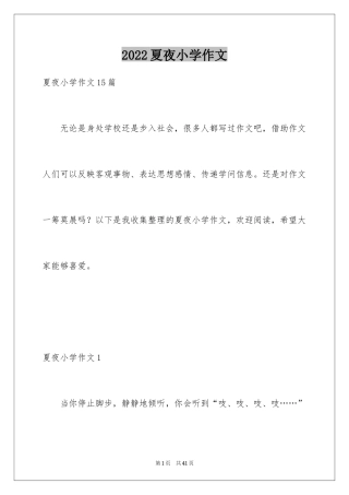 2024夏夜小学作文_5