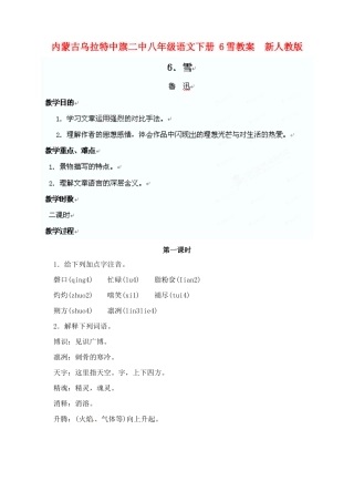 内蒙古乌拉特中旗二中八年级语文下册 6雪教案  新人教版