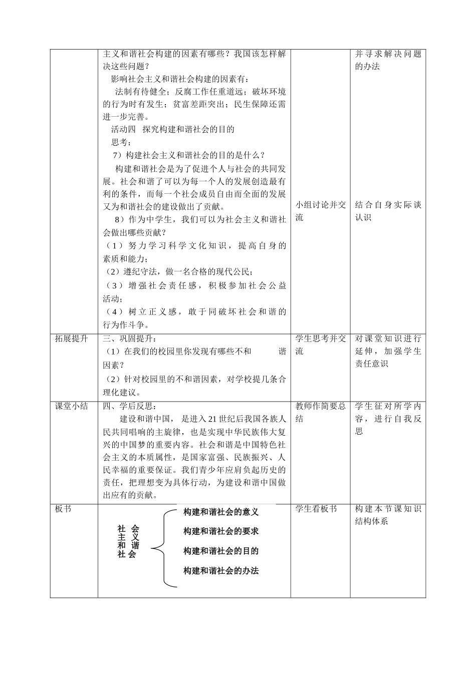 九年级道德与法治上册 第五单元 和谐中国 和谐世纪 第二节 和谐中国 第1框 社会主义和谐社会教案 湘教版_第3页
