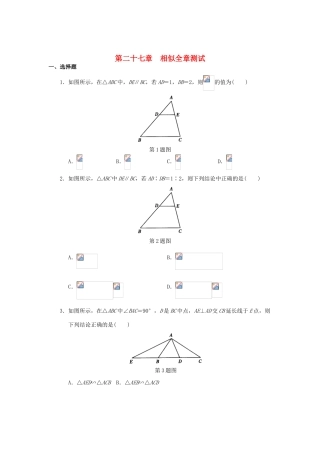 九年级数学下册 26.2相似三角形教案 人教新课标版