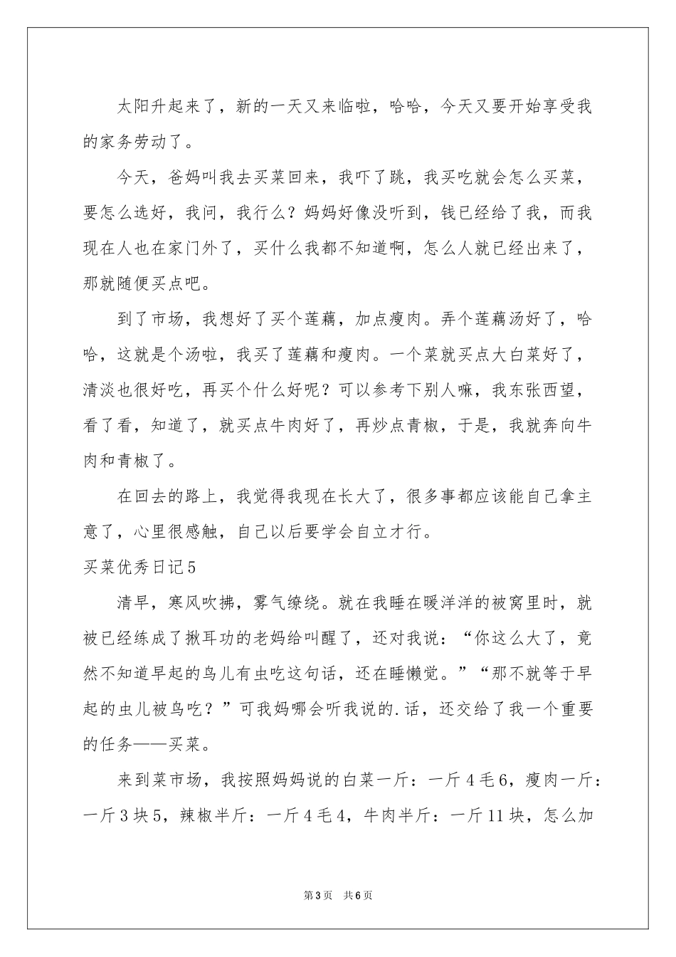 买菜优秀日记_第3页