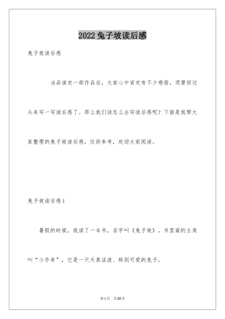 2024兔子坡读后感_2