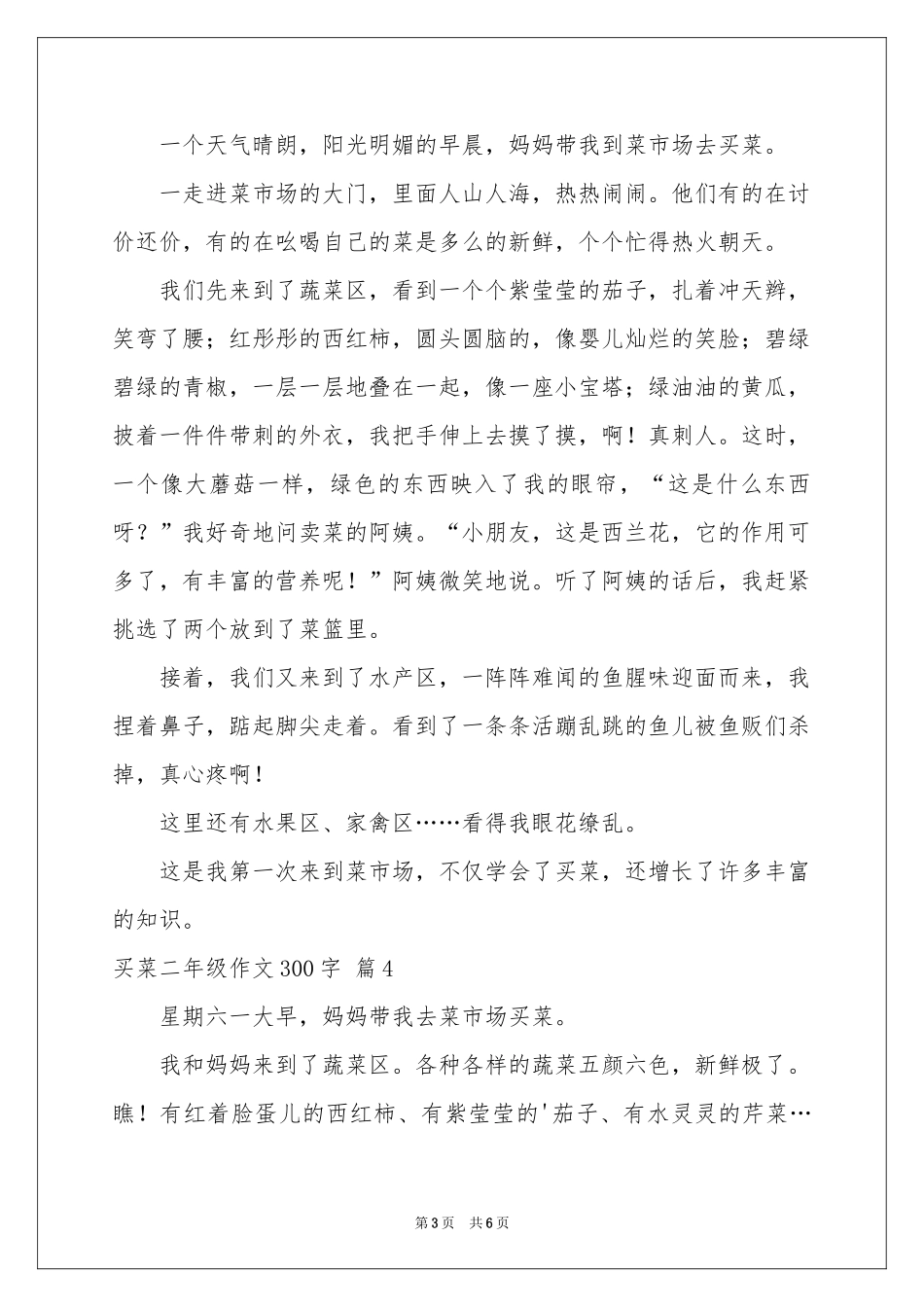 买菜二年级作文300字汇编六篇_第3页