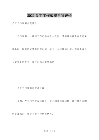 2024员工工作效率自我评价_2