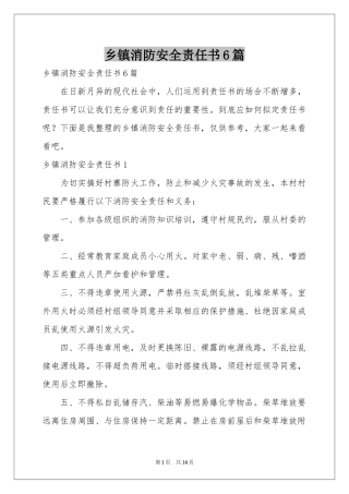乡镇消防安全责任书6篇