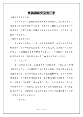 乡镇消防安全责任书