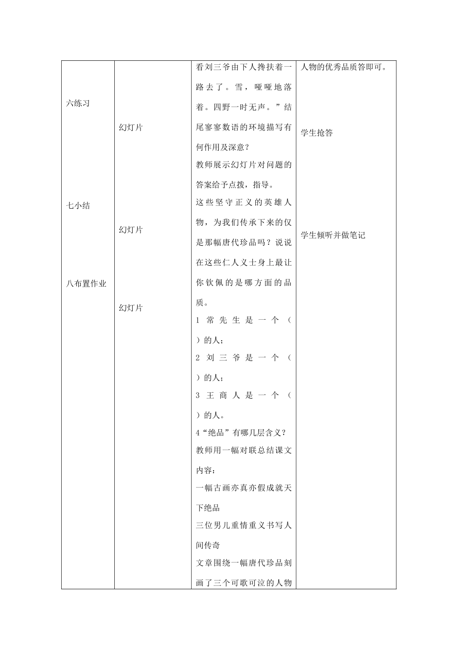 七年级语文下学期第九课《绝品》教案  人教新课标版_第3页