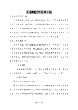 上学期教学参考总结4篇